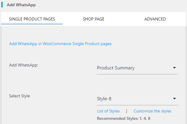 Add WhatsApp In WooCommerce Single Product Pages