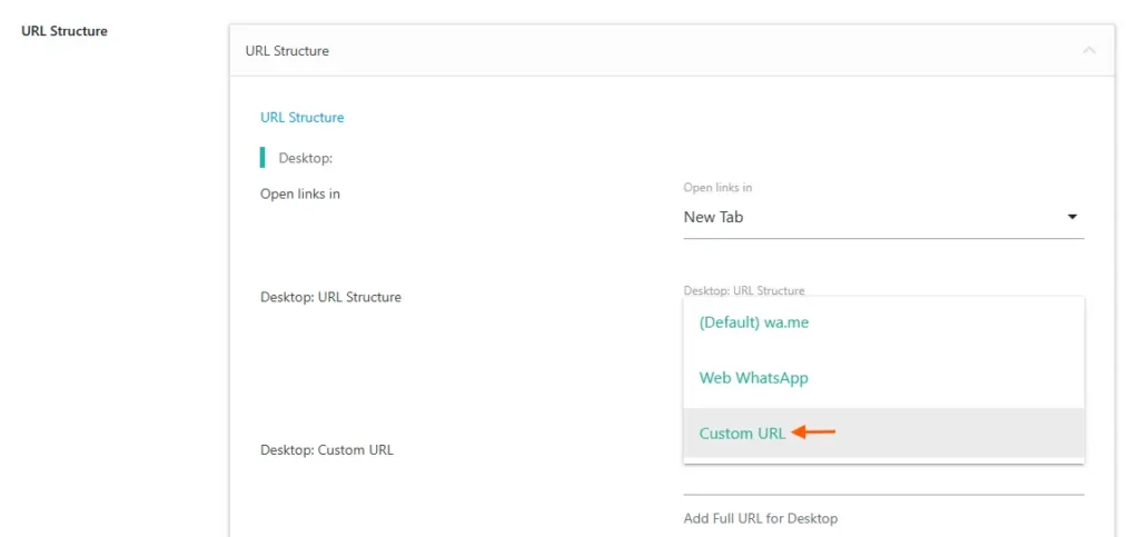 WhatsApp Channel using Custom URL