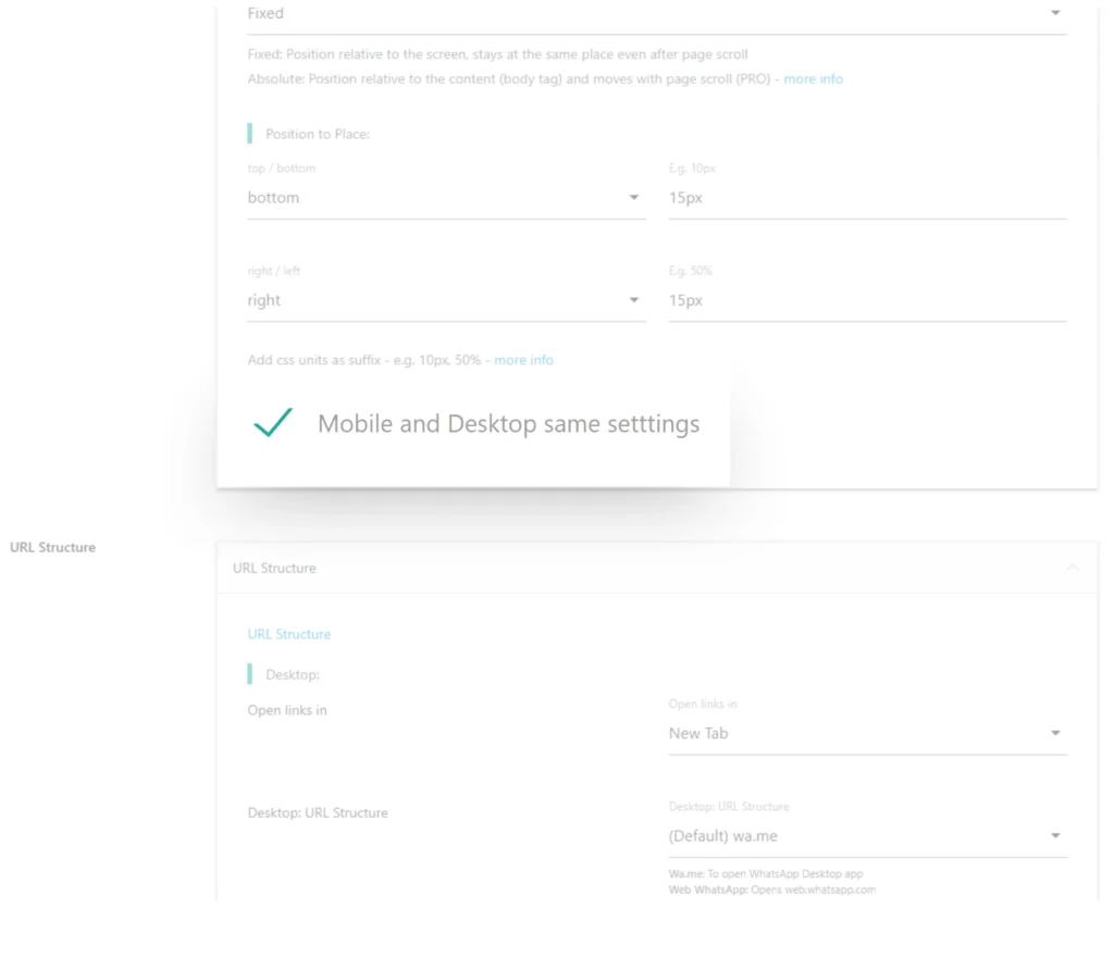 Different Settings for Mobile and Desktop